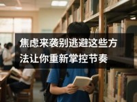 焦虑来袭别逃避这些方法让你重新掌控节奏